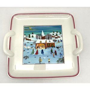 Vtg. Villeroy & Boch Naif Christmas Square Handled Platter